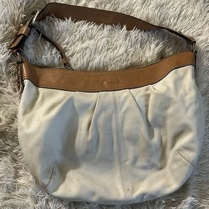 COACH White Leather Signature Hobo Shoulder Bag A1053-F13731